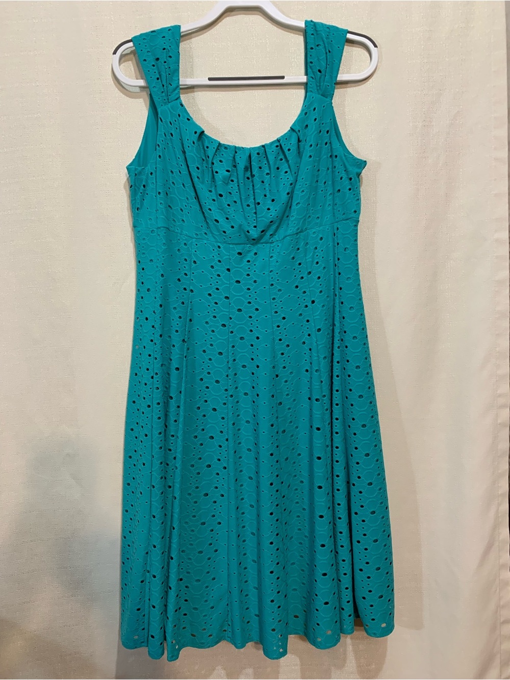 Maggy London Teal Eyelet Scoop Neck A-Line Dress a1/23